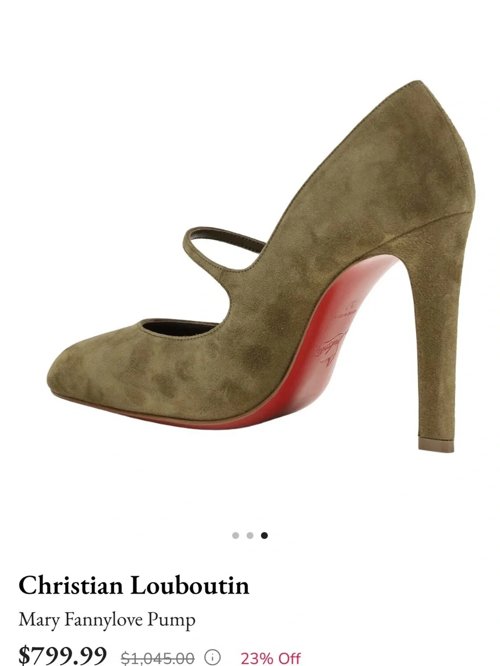 Christian Louboutin Olive Green Suede Mary Jane Pumps